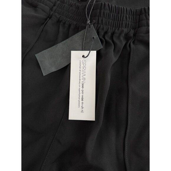 NWT SPRWMN BLACK CREPE WIDE LEG PINTUCK TROUSERS PANTS Size Small - Picture 6 of 7